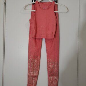 Two piece rose coral gold splatter buffbunny set